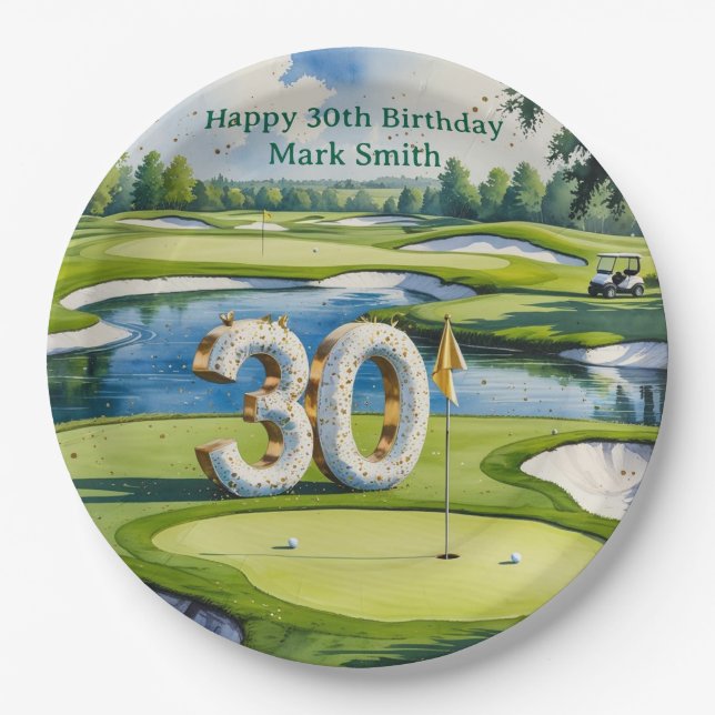 Prato De Papel Golf 30th Birthday on golf course (Frente)