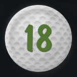 Prato De Papel Golf Ball 18th Birthday Paper Plate<br><div class="desc">Padrão da bola de golfe branca de 18 anos</div>