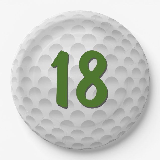 Prato De Papel Golf Ball 18th Birthday Paper Plate (Frente)
