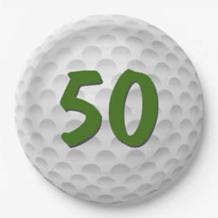 Prato De Papel Golf Ball 50th Birthday Paper Plate