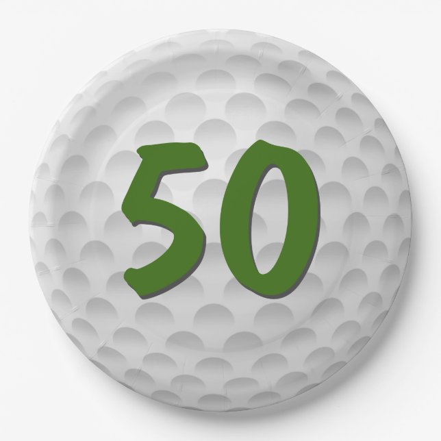 Prato De Papel Golf Ball 50th Birthday Paper Plate (Frente)
