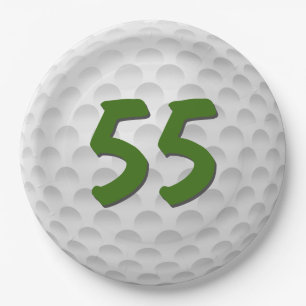 Prato De Papel Golf Ball 55th Birthday Paper Plate