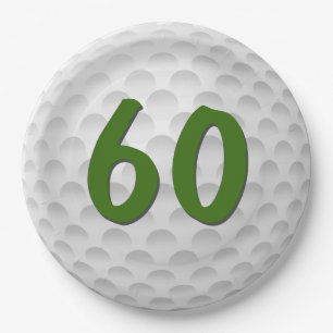 Prato De Papel Golf Ball 60th Birthday Paper Plate