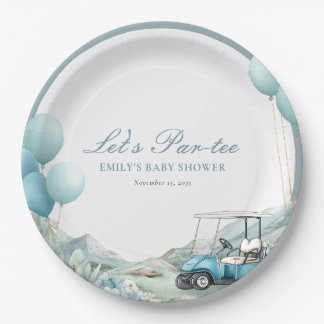 Prato De Papel Golf Let's Par-tee Blue Baby Shower