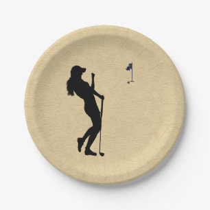 Prato De Papel Golfe Feminino Aparência de Couro