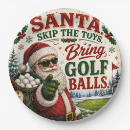 Prato De Papel Golfe Natal jogando golfe Papai Noel Golfista no