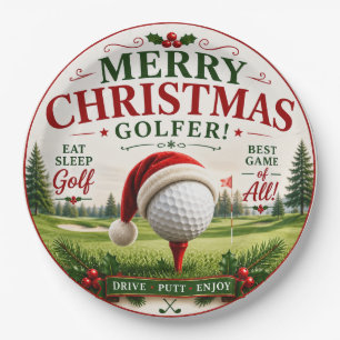 Prato De Papel Golfe tema de Natal para golfista