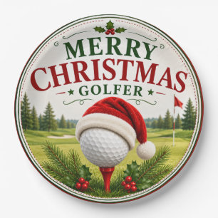 Prato De Papel Golfe tema de Natal para golfista