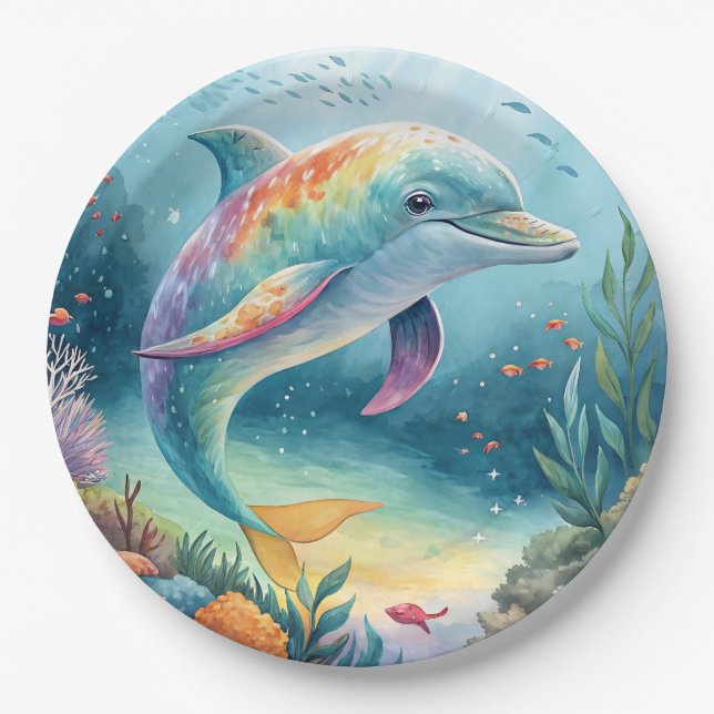 Prato De Papel Golfinho submarino (Frente)