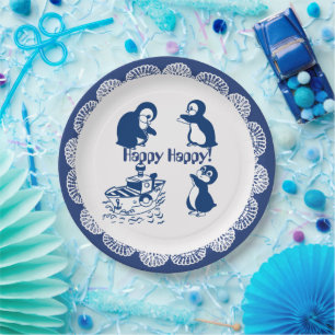 Prato De Papel Golfinhos, Baleias e Pinguins