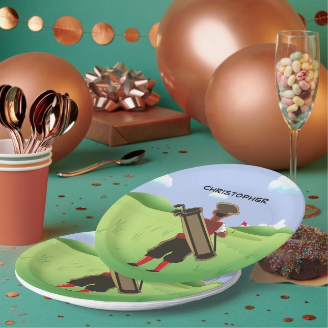 Prato De Papel Golfista Personalizado Divertido no campo de golfe (Múltiplo)