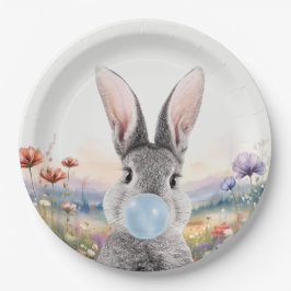 Prato De Papel Goma-bolha azul-amarelada com flores silvestres