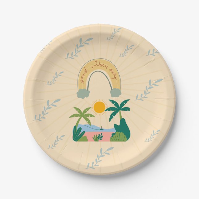 Prato De Papel Good Vibes Paper Plates (Frente)