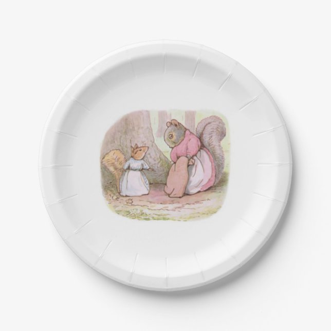 Prato De Papel Goody e Sra. Hackee (Esquilos) (Beatrix Potter) (Frente)