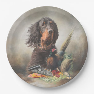 Prato De Papel Gordon setter com faisões, Arte