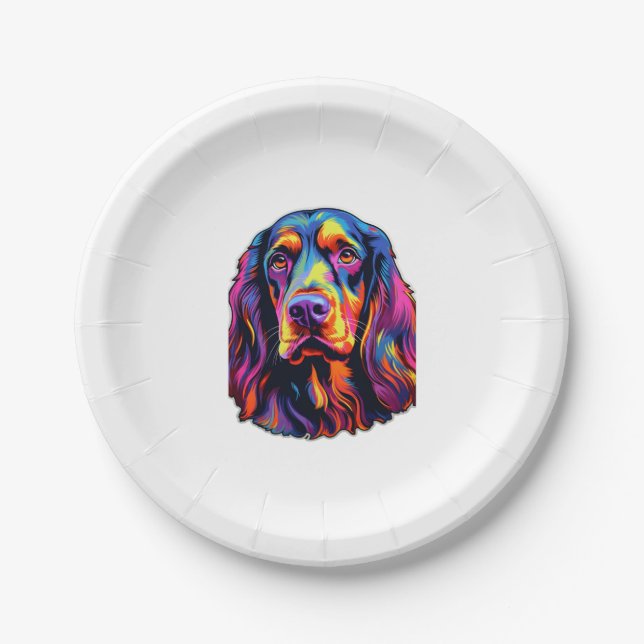 Prato De Papel Gordon Setter Neon Design (Frente)