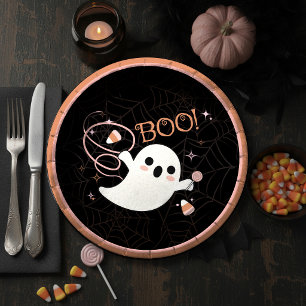 Prato De Papel Gostosuras Assustadoras Fantasmas Amigáveis BOO ID