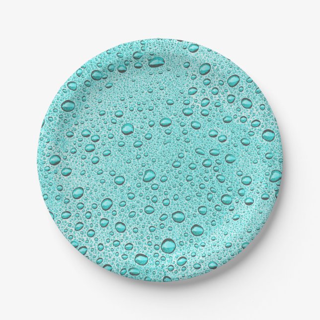 Prato De Papel Gotas aquamarinas (Frente)
