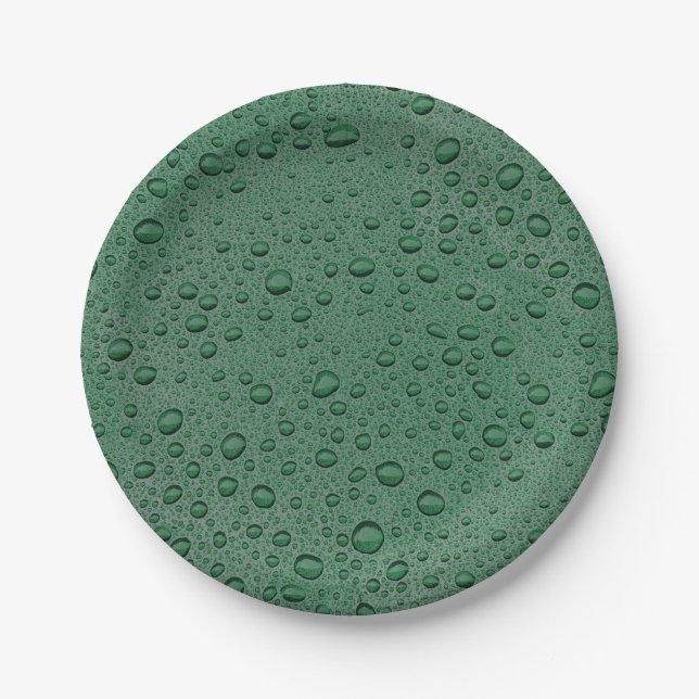 Prato De Papel Gotas de água verde (Frente)