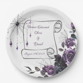 Prato De Papel Gothic Wedding Paper Plates Floral Dark Romance