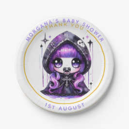 Prato De Papel Gótico Bebê Chá Bat Vampiro Obrigado