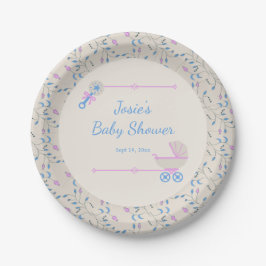 Prato De Papel Grace Azul e Rosa