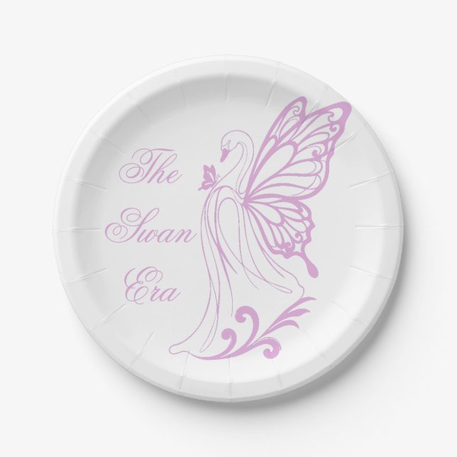 Prato De Papel Graceful swan with butterfly wings (Frente)