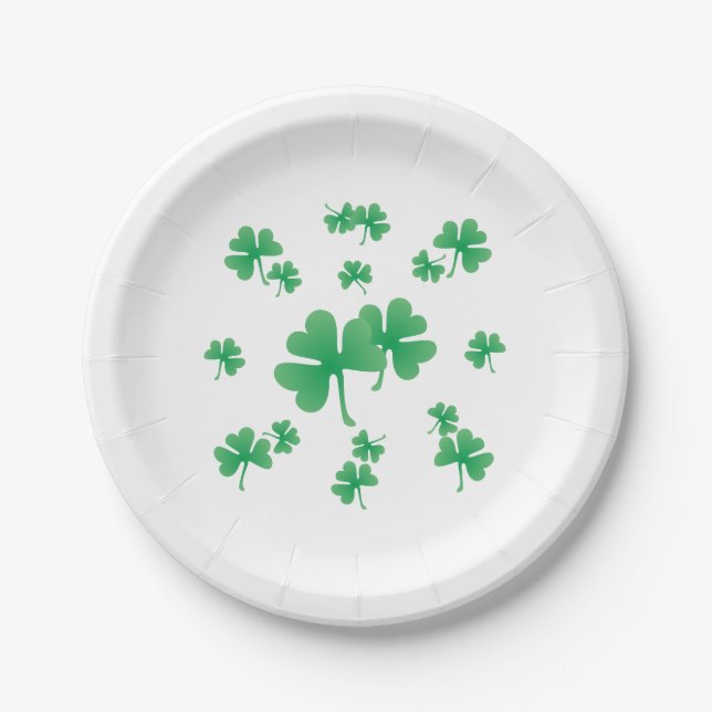 Prato De Papel Gradient Green Irish Shamrock Party (Frente)
