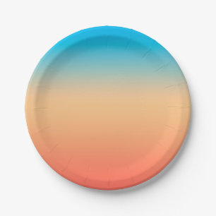 Prato De Papel Gradient ombre coral blush azul bege claro borrado