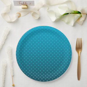 Prato De Papel gradiente azul com bolinhas pequenas