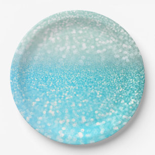 Prato De Papel Gradiente Azul de Verão Azul de Prata Aqua