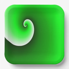 Prato De Papel Gradiente Espiral Branco Verde