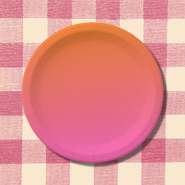 Prato De Papel Gradiente Laranja e Rosa