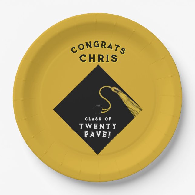 Prato De Papel Graduação 2025 Dourada (Frente)