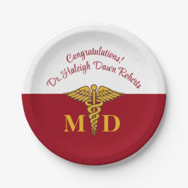 Prato De Papel Graduação da Faculdade de Medicina Vermelha e Bran