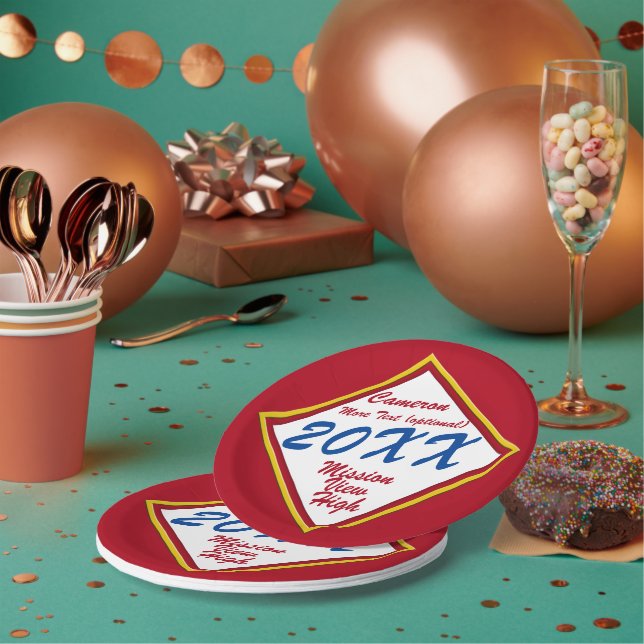 Prato De Papel Graduação de Cor Dourada e Escolar (Múltiplo)