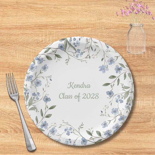 Prato De Papel Graduação de flor selvagem azul (I
)