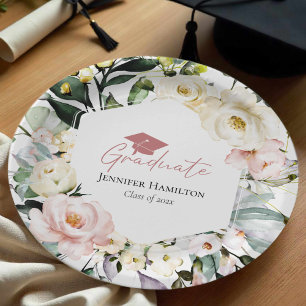 Prato De Papel Graduação de quadro floral Boho Greenery
