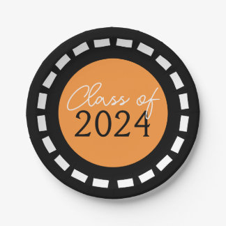 Prato De Papel Graduação de Tangerine Orange & Black Filmstrip