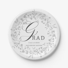 Prato De Papel Graduação de Wreath Silver Wildflower Elegante