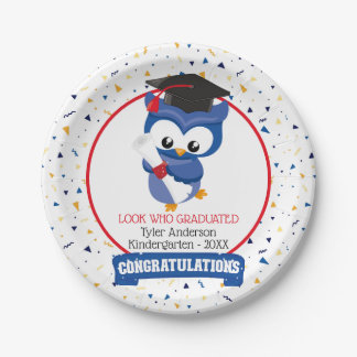 Prato De Papel Graduação do Jardim de Infância Blue Owl