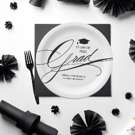 Prato De Papel Graduação em Caligrafia Elegante