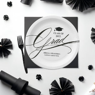 Prato De Papel Graduação em Caligrafia Elegante