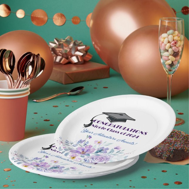 Prato De Papel Graduação Floral de lavanda (Criador carregado)