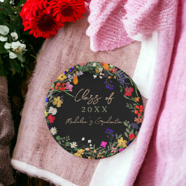 Prato De Papel Graduação moderna de flores silvestres de chic boh