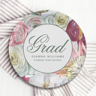 Prato De Papel Graduação Moderna Elegante Floral Elegante Forma