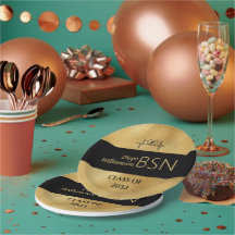 Graduação NURSE BSN NPN Nome Negra Faux Dourado