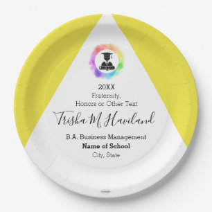 Prato De Papel Graduação Papel Plate HAM Amarelo e Branco porWG
