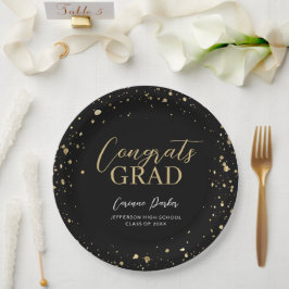 Prato De Papel Graduação Personalizada Glitz Moderna