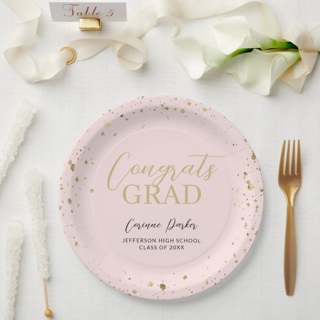 Prato De Papel Graduação Personalizada Glitz Moderna (Casamento)